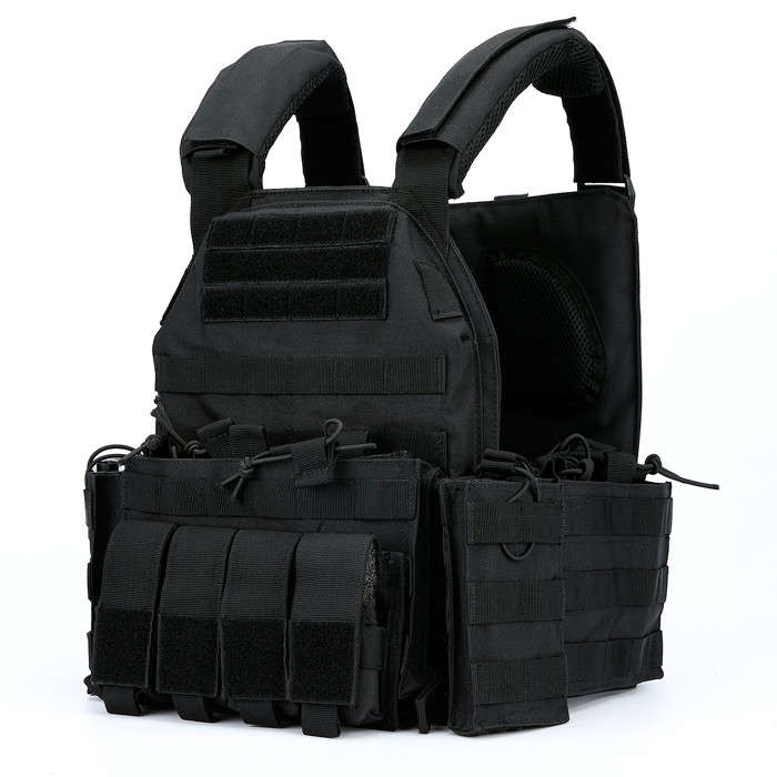 TacSpec Recon MOLLE Plate Carrier Vest w/ Pouches - Various Tan