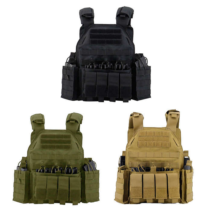 TacSpec Recon MOLLE Plate Carrier Vest w/ Pouches - Various Tan