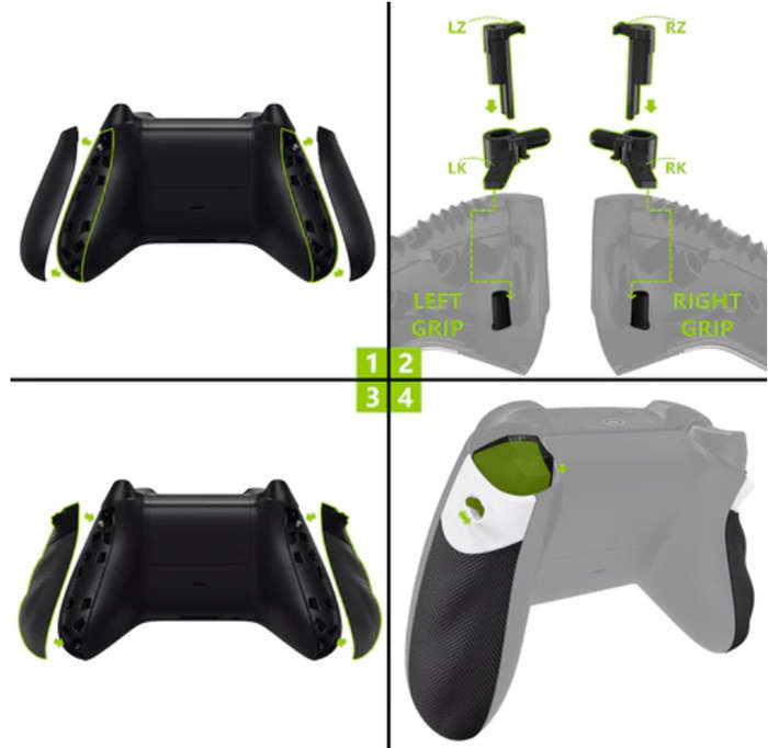 Xbox Series X/S Controller Flexor Diamond Textured Side Rails Grips with Trigger Stop Kit Chamele...