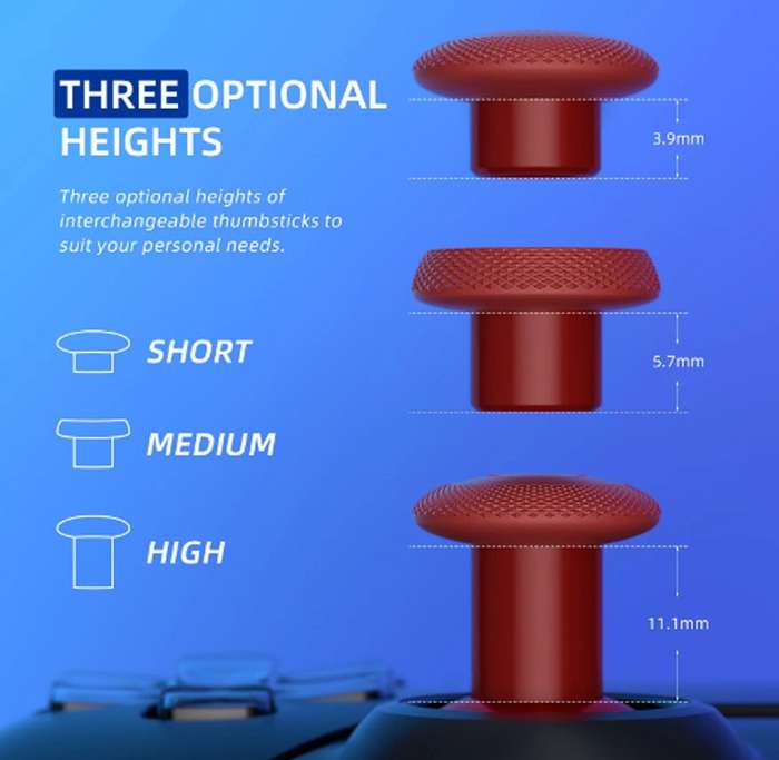 PS5 / PS4 ThumbsGear V2 Interchangeable Ergonomic Thumbstick Kit Carmine Red