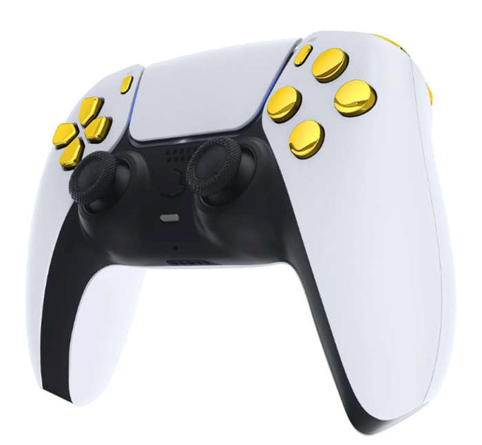 PS5 Dualsense Controller Full Button Set Glossy Chrome Gold for BDM-030/040