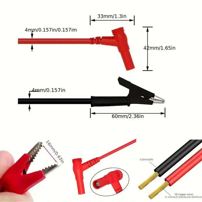 Digital Multimeter Test Leads With Banana Plug & Alligator Clip