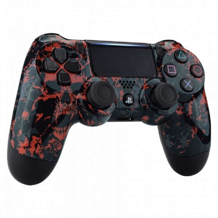 PS4 Dualshock 4 V2 Front Faceplate Art Series Red Camo Skull