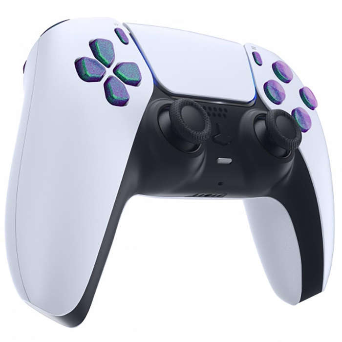 PS5 Dualsense Button Set Glossy Chameleon Green Purple