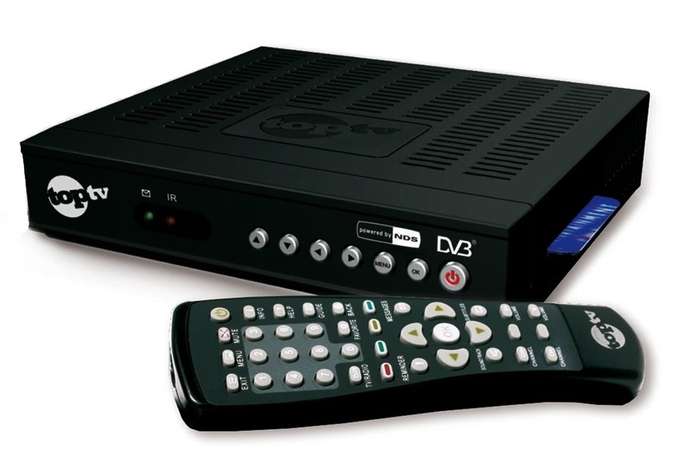 TOP TV DECODER, POWER CORD AND REMOTE - IN BOX (SMART CARD AND DISH NOT INCLUDED)