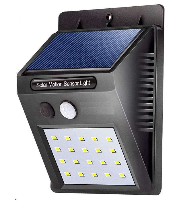 20 LED Solar Powered PIR Motion Sensor Security Wall Garden Light - Built in Battery