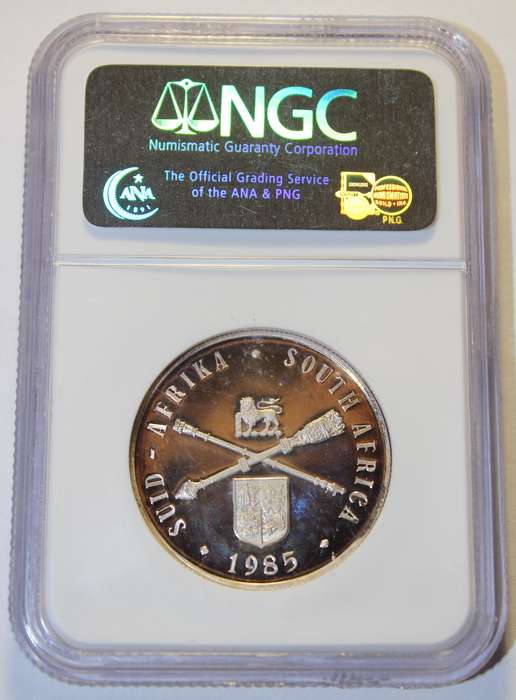 1985 1 RAND PARLIAMENT ANNIVERSARY NGC GRADED PF66 UC