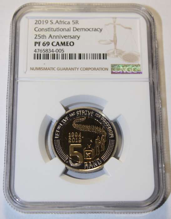 2019 5 RAND CONSTITUTIONAL DEMOCRACY  NGC GRADED PF69 CAMEO