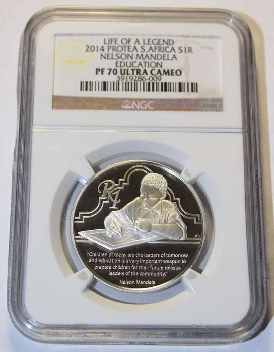 2014 1 RAND LIFE OF A LEGEND NELSON MANDELA EDUCATION  NGC GRADED PF70 UC