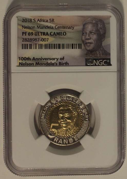 2018 5 RAND MANDELA CENTENARY NGC GRADED PF69 UC