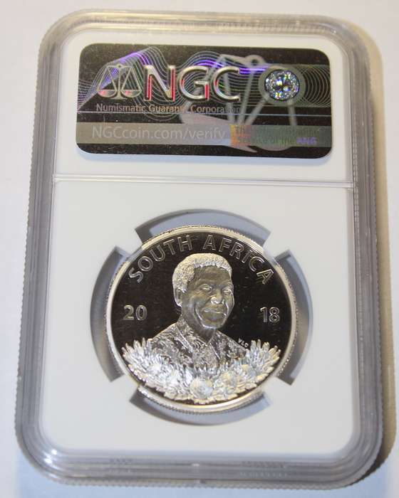 2018 1 RAND NELSON MANDELA - ROBBEN ISLAND (MANDELA LABEL- 100th ANNIVERSARY) NGC GRADED PF70 UC