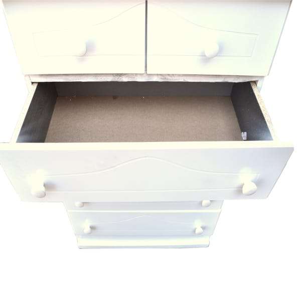 7 Drawer Chest Of Drawers - Assembled - Raised - White Wood