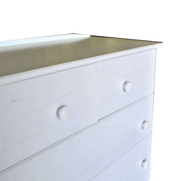 7 Drawer Chest Of Drawers - Assembled - Raised - White Wood