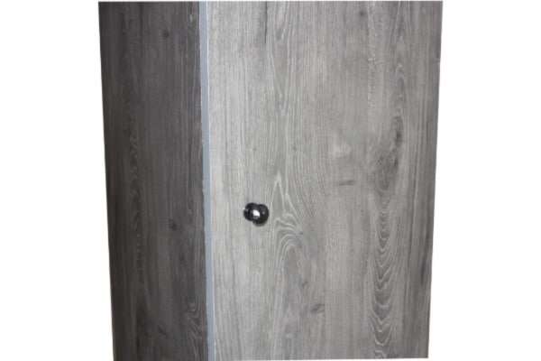 Single-Door Upright Broom Cupboard - Grey Wood - Shelf - Raised