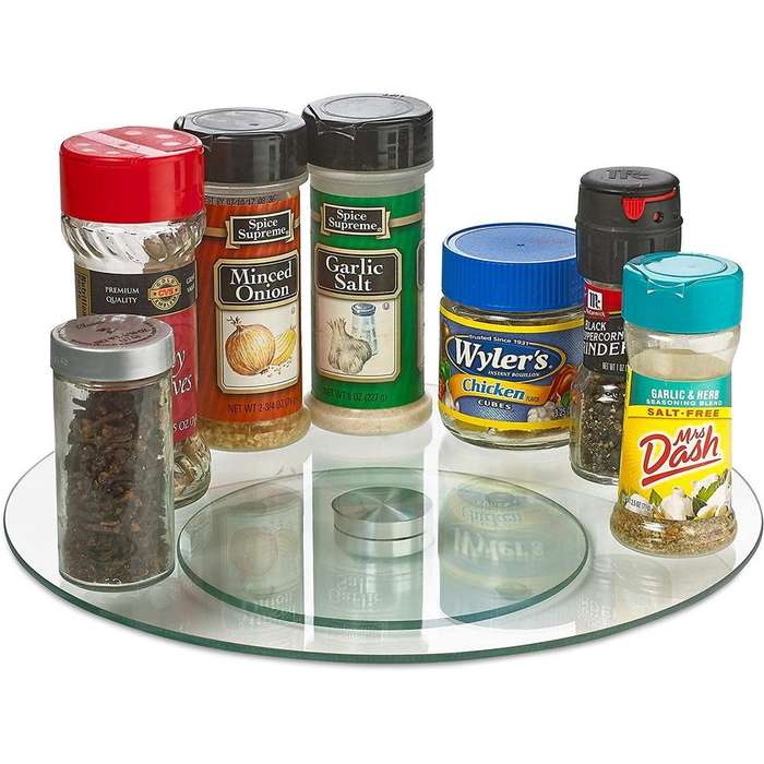 Lazy Susan Turntable, Tempered Glass Rotating Tray 35cm