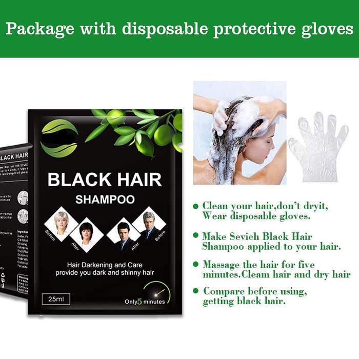 Instant Black Hair Shampoo for Men and Women Box Of 10 x 25ml Sachet