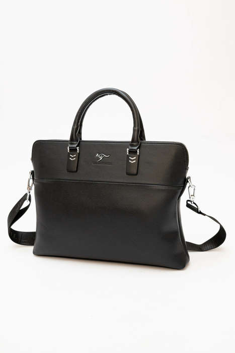 Leather Shoulder Crossbody Laptop Business Bag Black