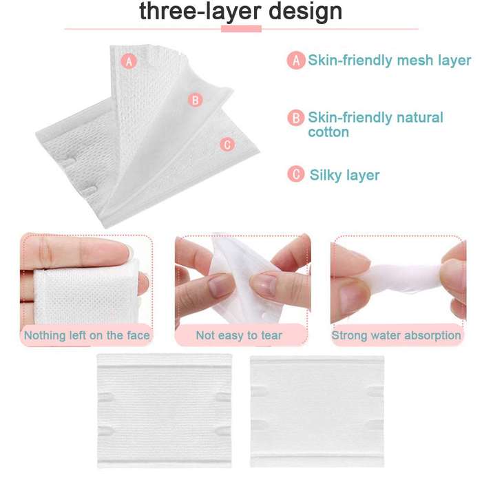 Makeup Remover Facial Cotton Pads 3 Ply Box Of 100 Incl Plastic Container Case