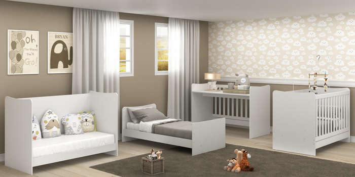 Multifunctional Modern Baby Cot Crib Bed Desk 4 in 1