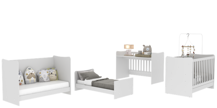Multifunctional Modern Baby Cot Crib Bed Desk 4 in 1