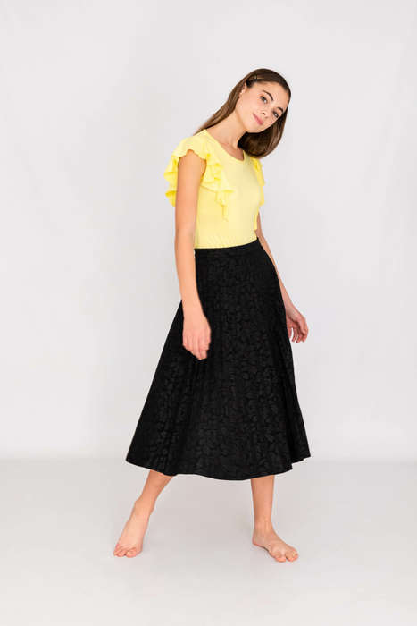 Victoria Black Pleated Midi Skirt