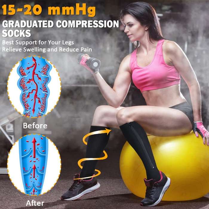 Senza® Unisex Anti-Fatigue Zip Up Open Toe Compression Socks