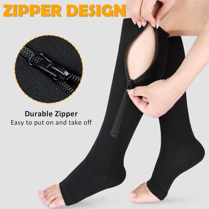 Senza® Unisex Anti-Fatigue Zip Up Open Toe Compression Socks