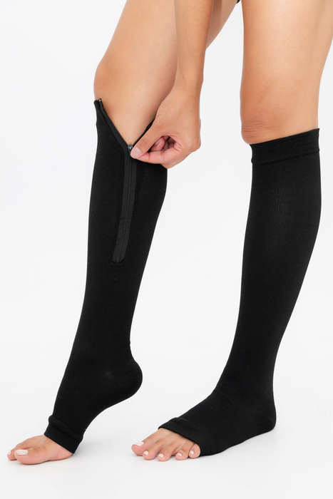 Senza® Unisex Anti-Fatigue Zip Up Open Toe Compression Socks