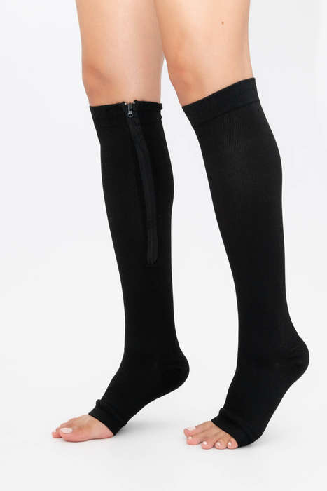 Senza® Unisex Anti-Fatigue Zip Up Open Toe Compression Socks
