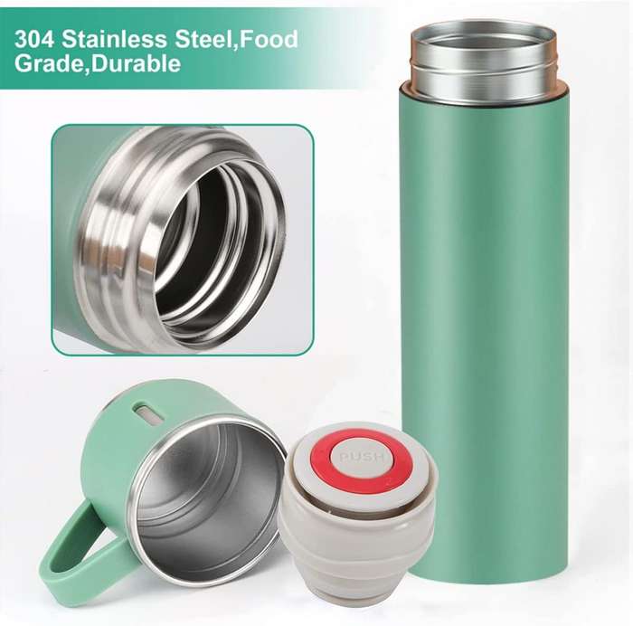 Thermos Vacuum Double Wall Of Stainless Steel Flask Set With 3 Cups 500ml