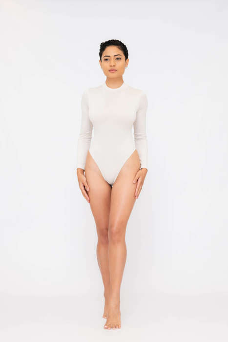 Women's Turtle Neck Long Sleeve Bodysuit Open Back
