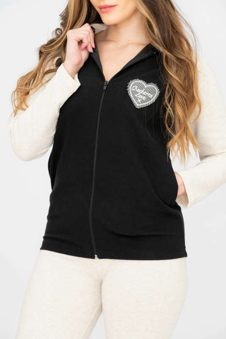 French Zip Up Hooded Stretchy Tracksuit Set With Pockets