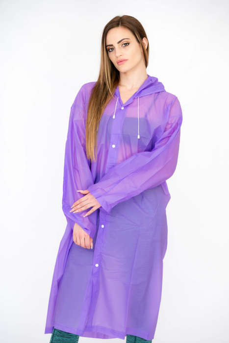 Senza® Unisex Lightweight Button-Down Hooded Raincoat