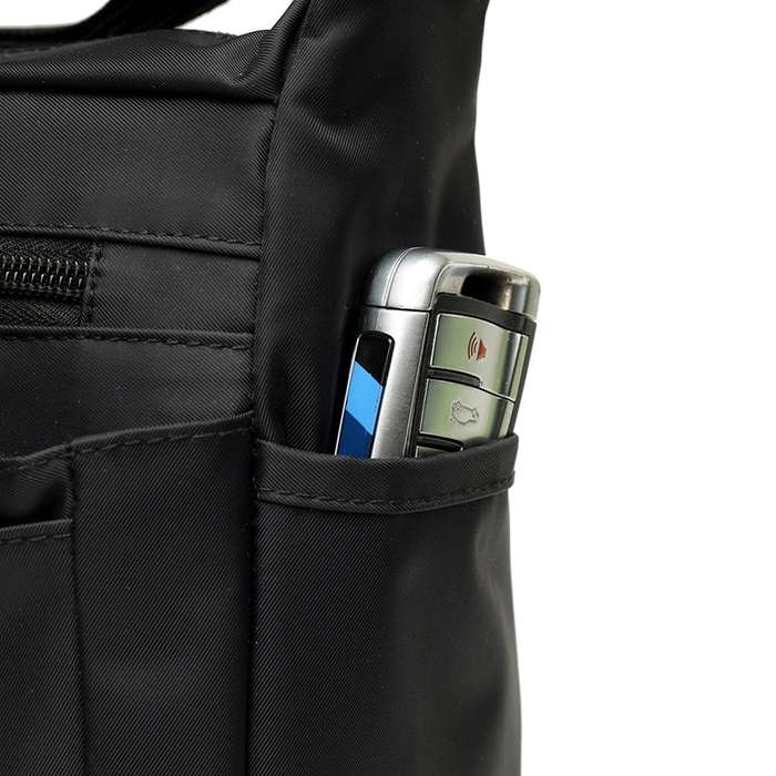 Black Unisex Multi Zipper Sling Shoulder Nylon Bag Crossbody Travel Bag