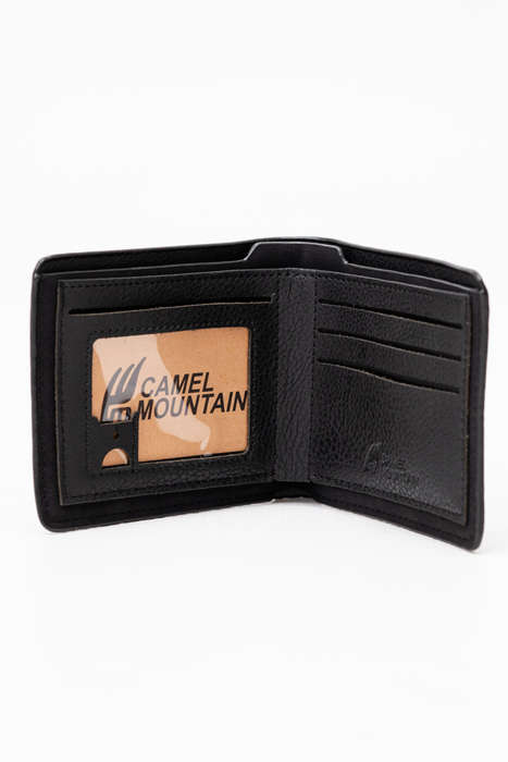 Camel Mountain Leather Bi-Fold Wallet Black