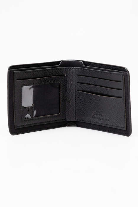 Camel Mountain Leather Bi-Fold Wallet Black