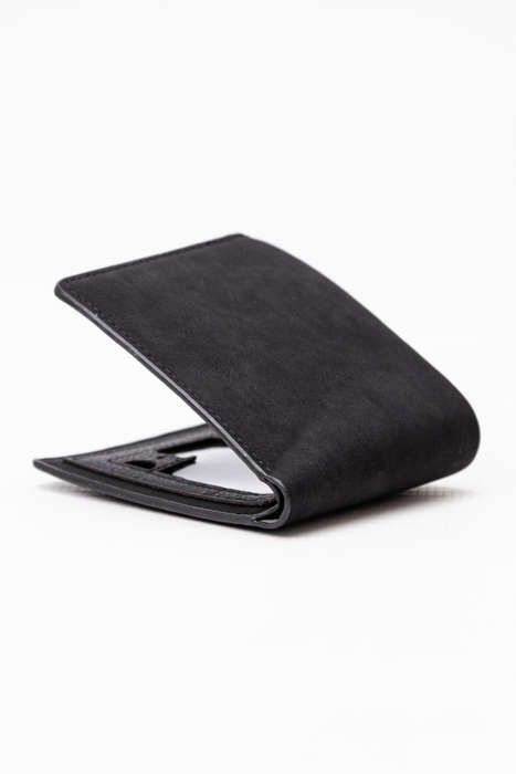 Camel Mountain Leather Bi-Fold Wallet Black