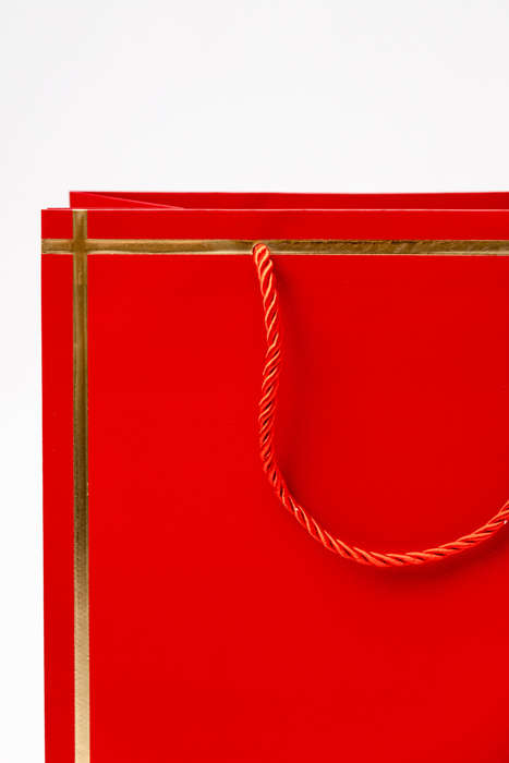 Senza Luxury Gift Bag With Handles Red & Gold 320mm X 260mm