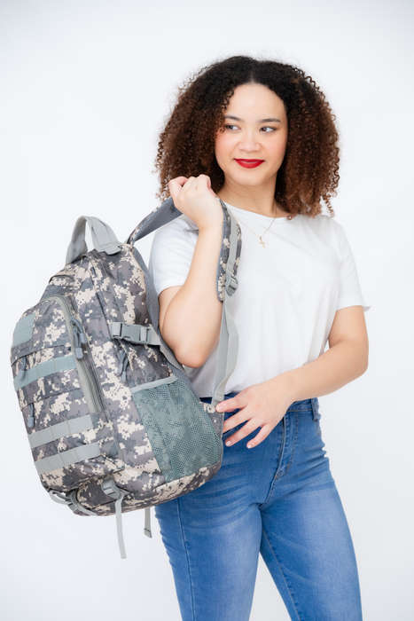Senza® Camo Military Tactical Travel Backpack For School Camping &amp; Hiking With Multiple Pockets