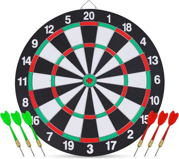 Dart Board Set,Double-Sided 17 Inch With 6 Steel-Plastic Darts