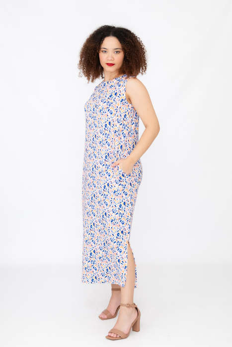 Teagan Floral Printed Sleeveless Maxi Dress With Pockets