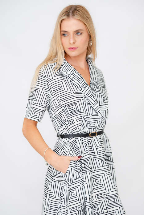 Xavia Short Belted Sleeve Maxi Dress With Pockets