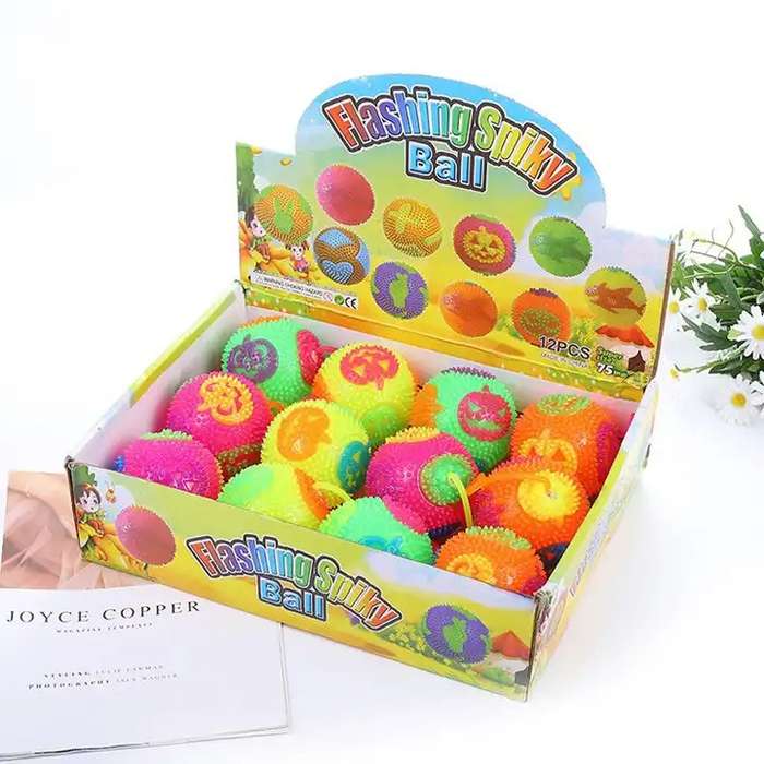 4 Pack Sound Making Soft Squishy Puffer Spiky Ball