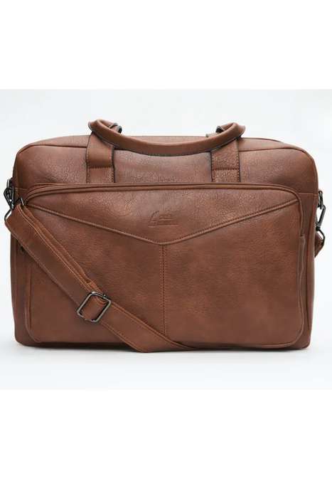 Camel Mountain Leather Luxury Laptop Bag