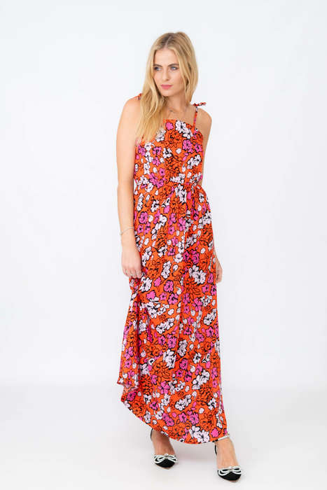Elsa Floral Printed Strappy Maxi Summer Dress