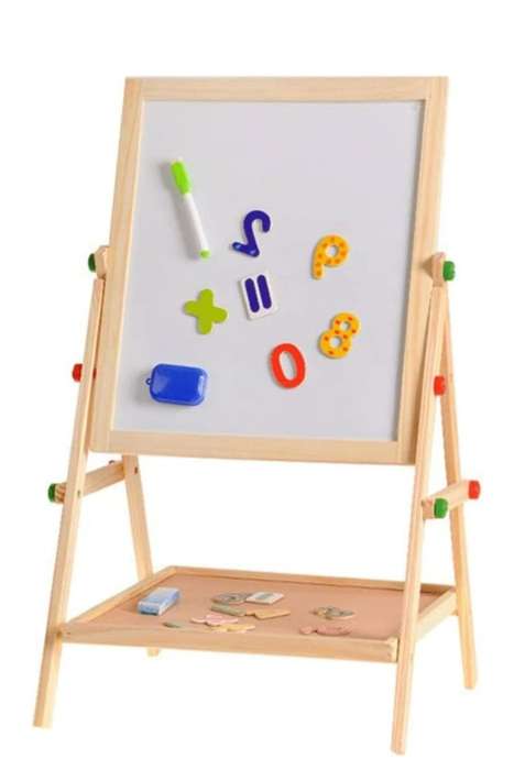 Free Standing Dbl Sided Drawing &amp; Writing Board With Accessories 650mm X 370mm