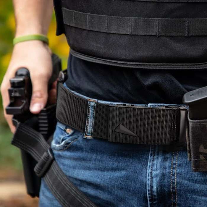 Senza® Heavy Duty No Hole Nylon Tactical Ratchet Belt with Automatic Slide Buckle