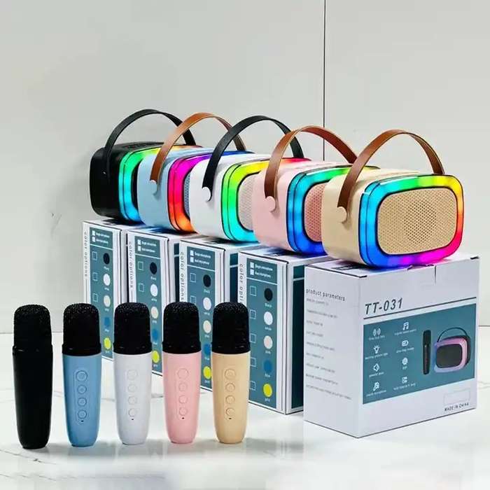 Rechargeable Mini Portable Wireless Bluetooth Speaker With Karaoke Microphone RGB Light