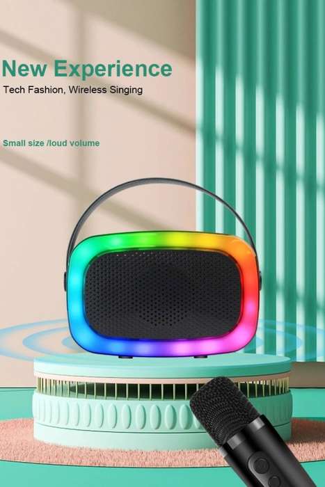Rechargeable Mini Portable Wireless Bluetooth Speaker With Karaoke Microphone RGB Light