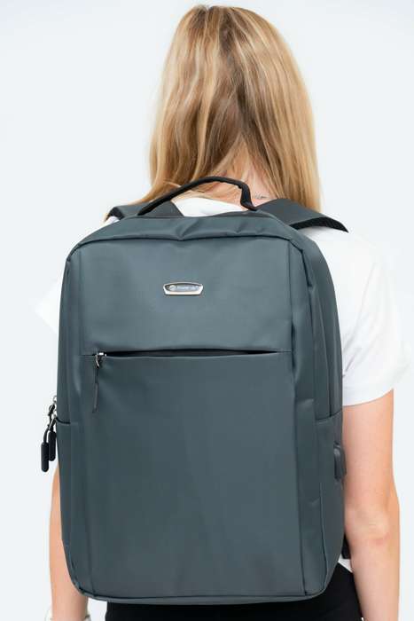 Powerland Travel Laptop Backpack Grey School Backpack Bag With Multiple Compartments &amp; Free W...